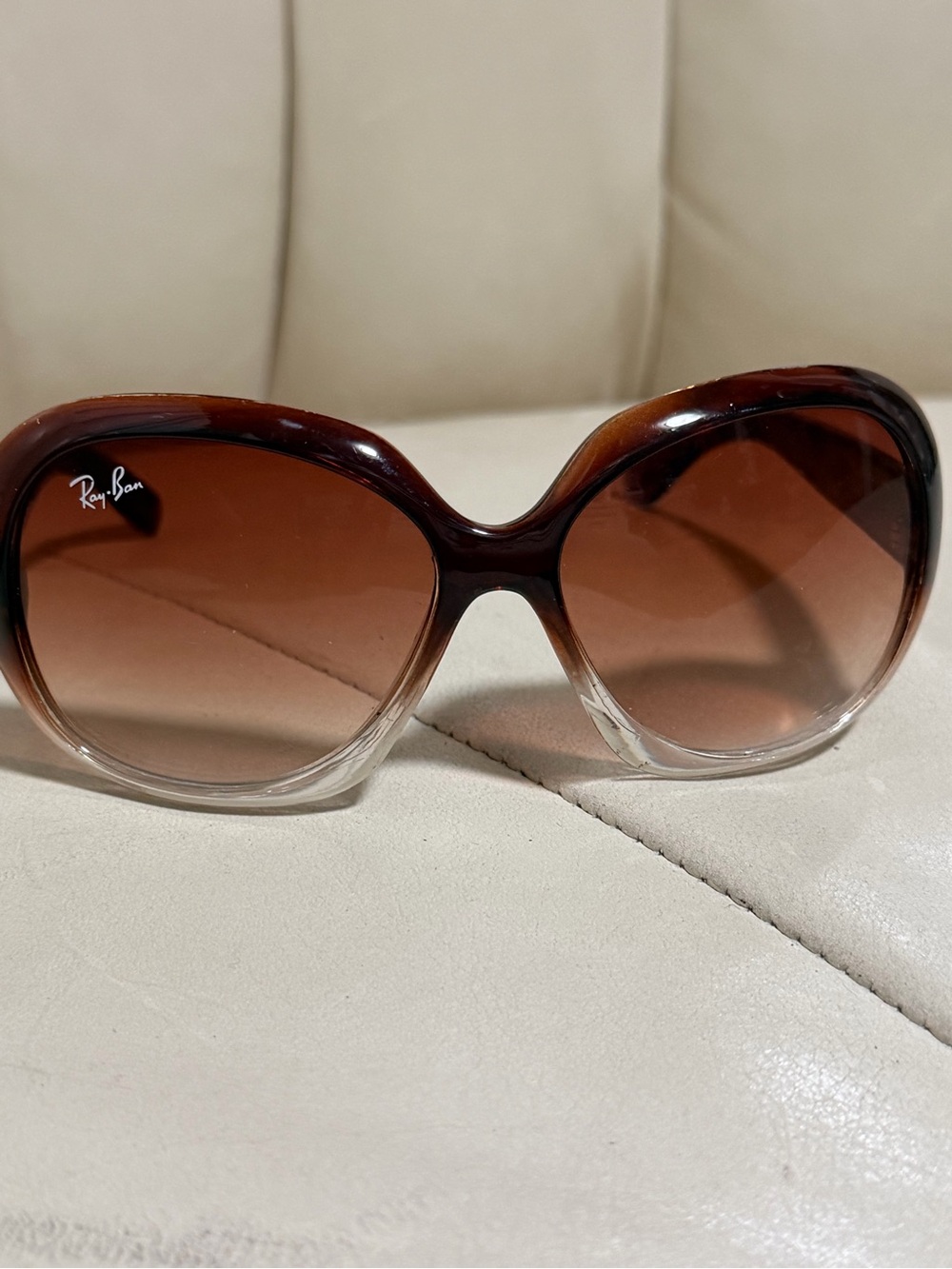Ray-Ban Women's Brown-to-Clear Gradient Oversized Sunglasses